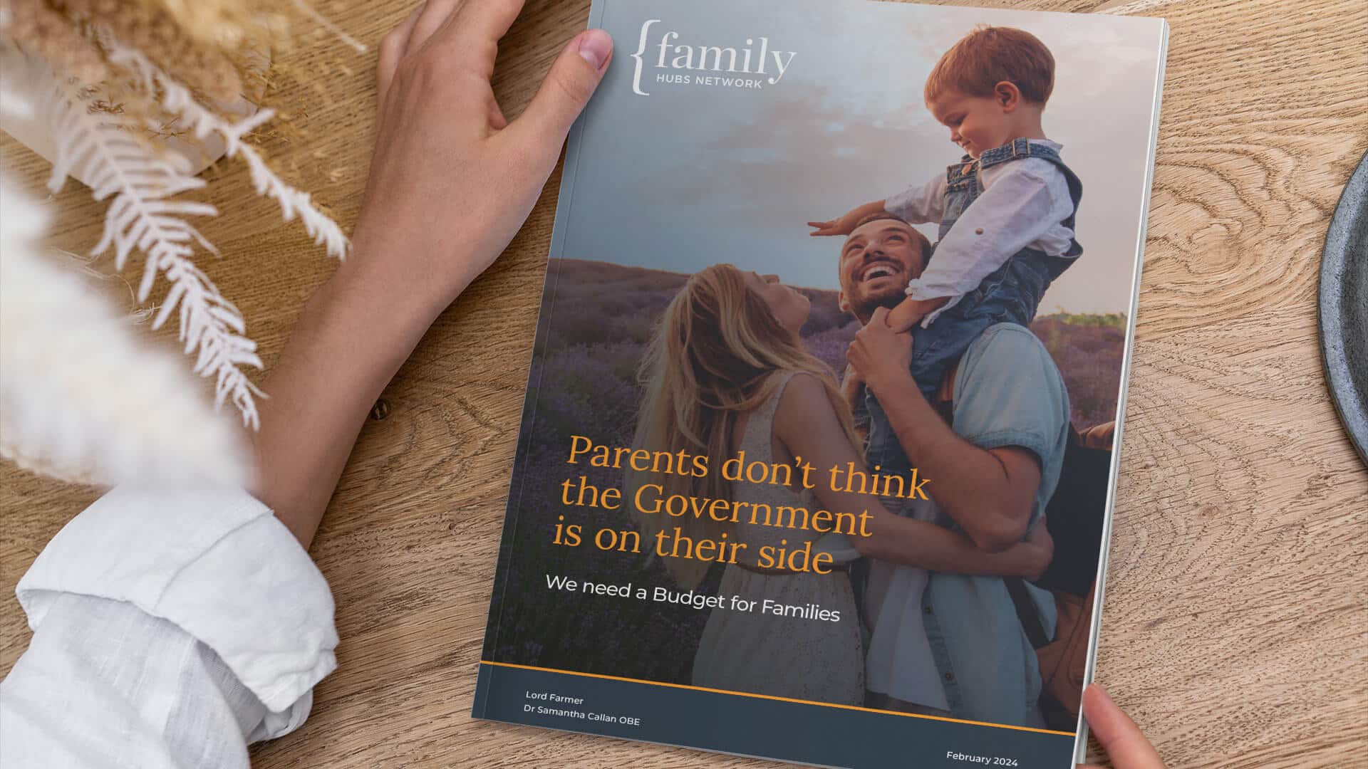 The report's cover: a family photograph beneath the title Parents don't think the Government is on their side, and the subtitle We need a Budget for Families