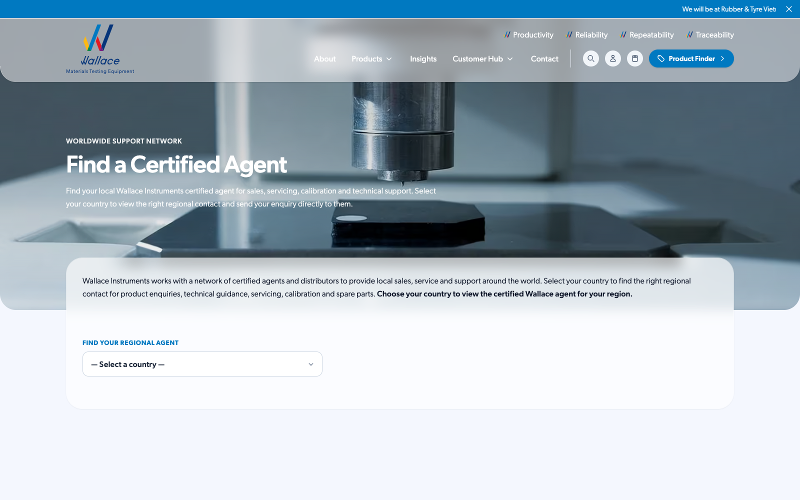 The Find a Certified Agent page, routing enquiries to regional contacts by country