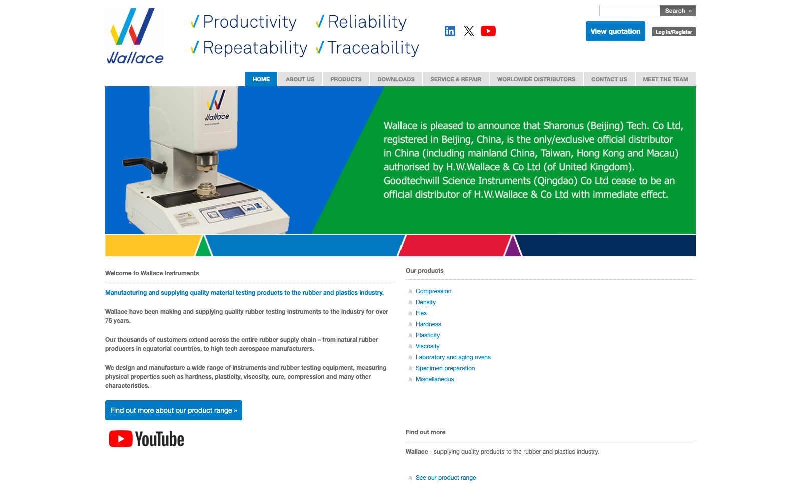 The previous Wallace Instruments website